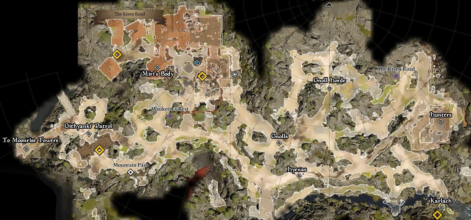 Rising road. Карта балдур Гейтс 3. Baldur's Gate 3 карта. Карта врата Балдура 3.