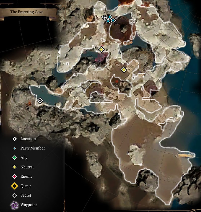 Baldurs Gate 3 Underdark. the festering cove map bg3 wiki guide min min. 